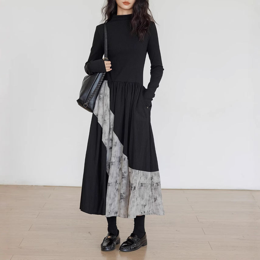 Women’s Black Irregular Inner Pocket Dress