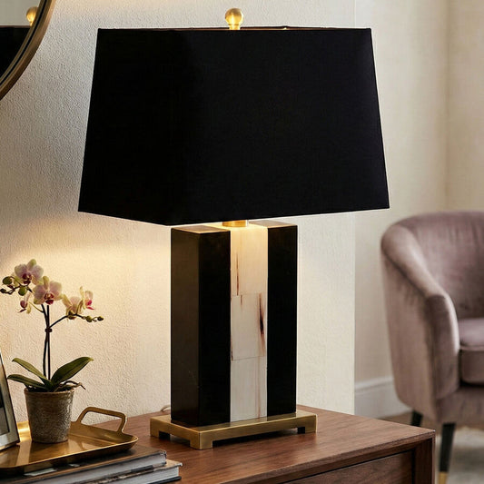 Marble Table Lamp with Black Shade | Hoxton