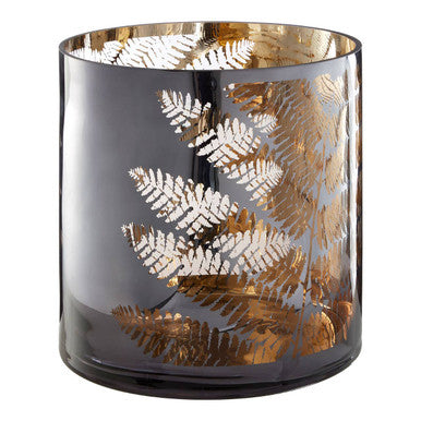 Large Glass Hurricane Candle Holder | Fern