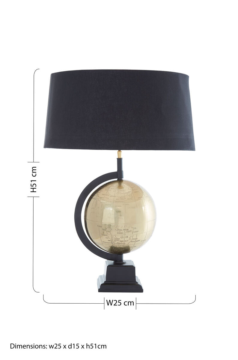 Churchill Globe Antique Brass Table Lamp