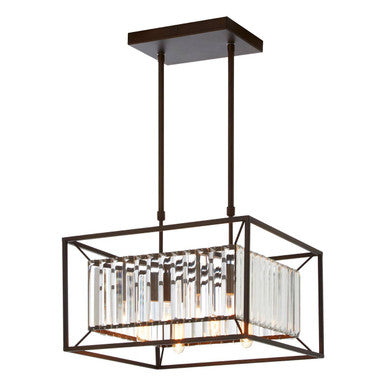 Akiko Bronze Finish and Glass 4 Bulb Ceiling Light