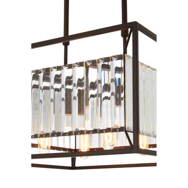 Akiko Bronze Finish and Glass 4 Bulb Ceiling Light