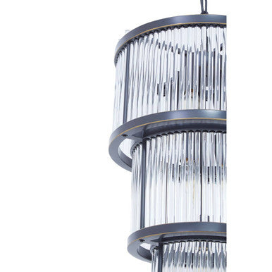 Salasco 3 Tier Black Finish Glass Chandelier