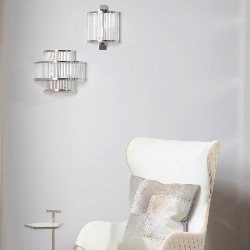 Salasco Glass Wall Light With Nickel Finish