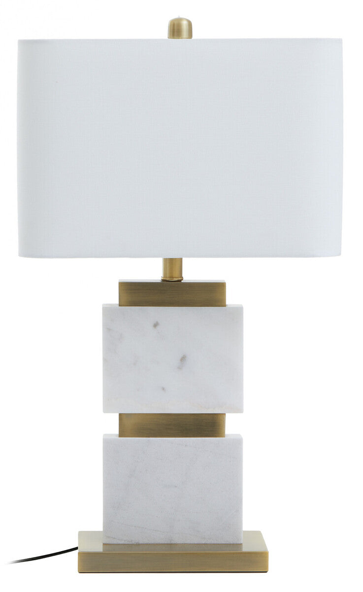 Eira Table Lamp with Marble Base and Ivory Shade