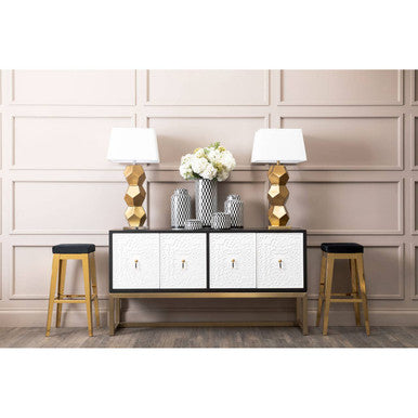Eleri Gold Glass Table Lamp with Chrome Base