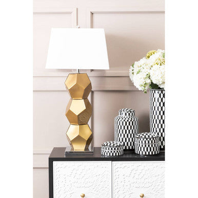 Eleri Gold Glass Table Lamp with Chrome Base