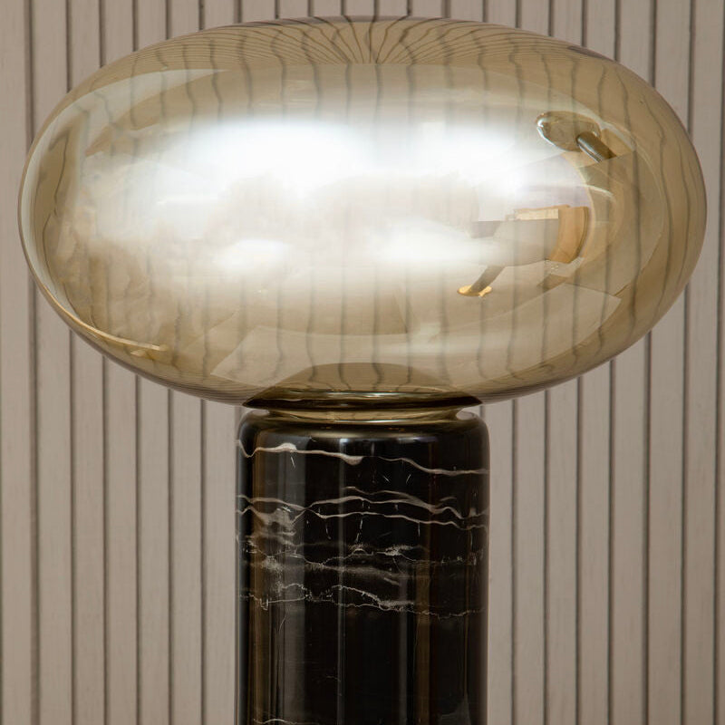 Marmo Black Marble Table Lamp With Glass Shade