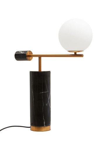 Marmo Black Marble Table Lamp With White Shade
