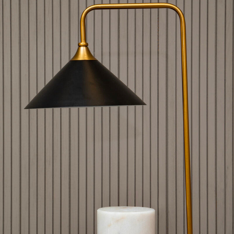 Marmo Black Shade Table Lamp With White Marble Base