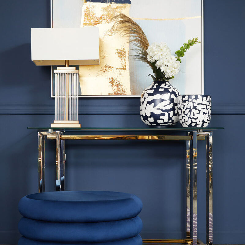Sabira Golden Metal And Glass Table Lamp