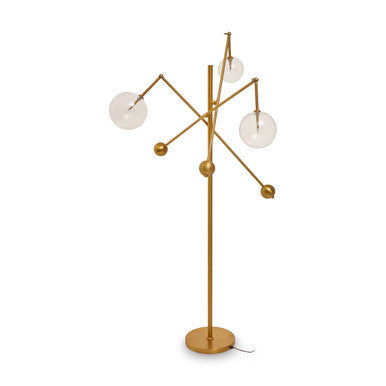Brass Finish Three Bulb Floor Lamp | Abira