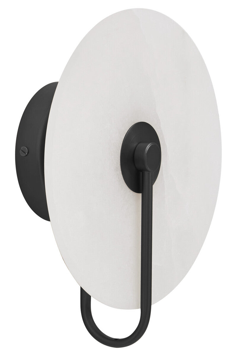 Waldorf White Marble Wall Light with Black Accent