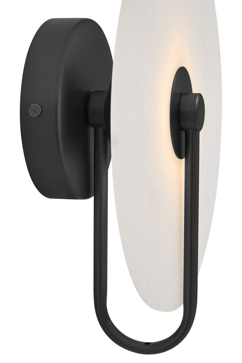 Waldorf White Marble Wall Light with Black Accent