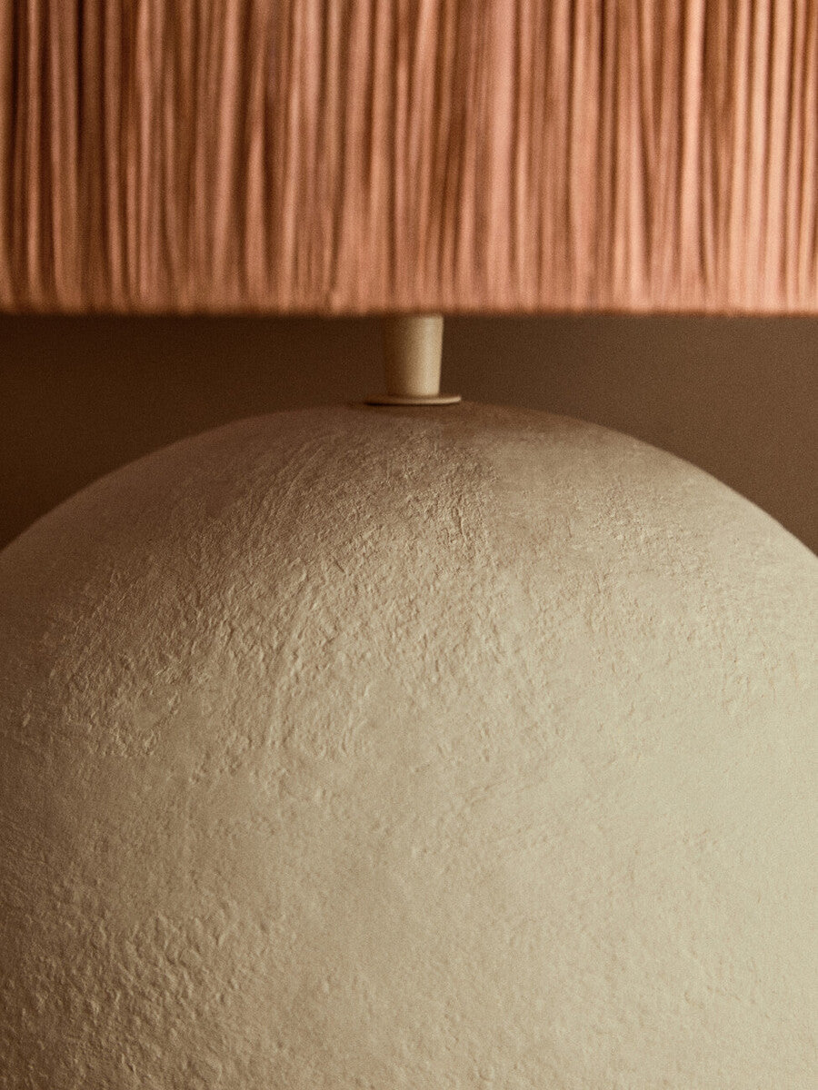 Carta Natural Papier Mache Table Lamp With Rust Raffia Shade