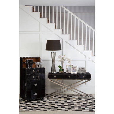 Bosie Safira Large Hair on Leather Hexagon Patchwork Rug