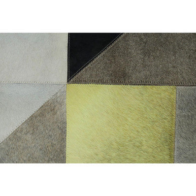 Bosie Safira Large Abstract Hair on Leather Patchwork Rug