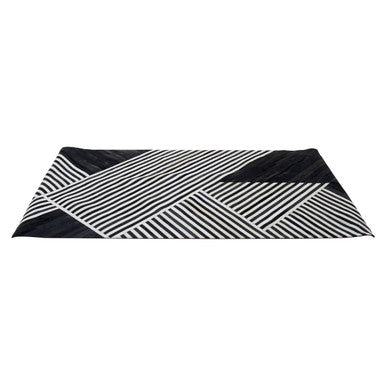 Bosie Safira Large Black And White Hair on Leather Rug