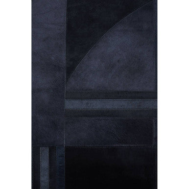 Bosie Safira Large Deco Black And Grey Hair on Leather Rug