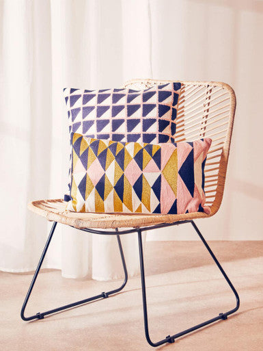 Bosie Ozella Grid Design Embroidered Cushion