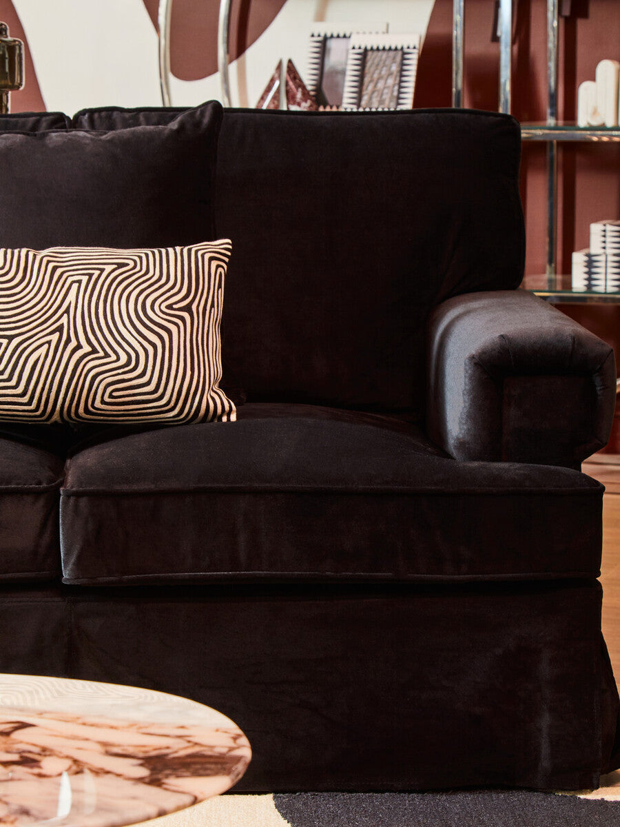 Bosie Ozella Black And White Embroidered Rectangular Cushion