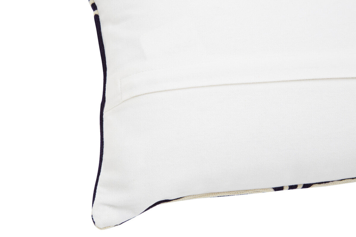 Bosie Ozella Black And White Embroidered Rectangular Cushion