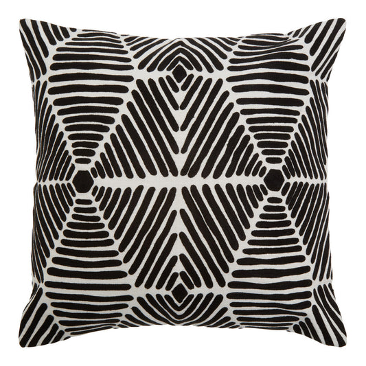 Black and White Square Embroidered Cushion | Bosie Ozella