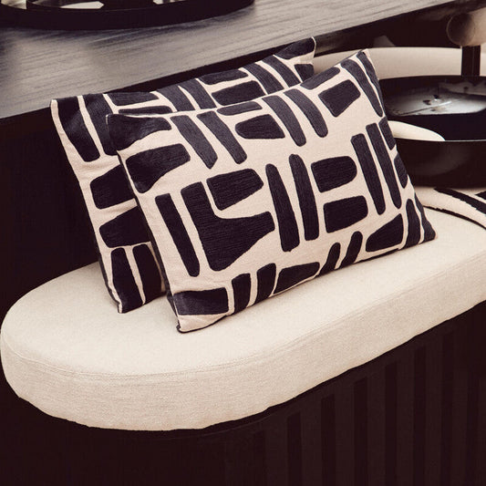 Natural and Black Rectangular Cushion | Bosie Ozella