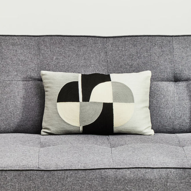 Bosie Ozella Circular Print Embroidered Rectangular Cushion