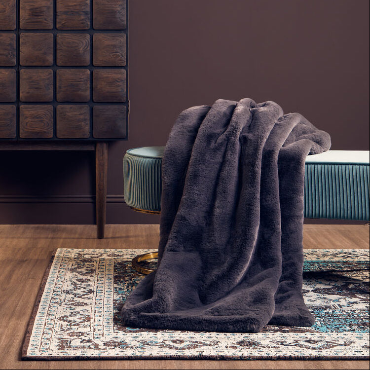 Bosie Lamina Grey Fur Throw