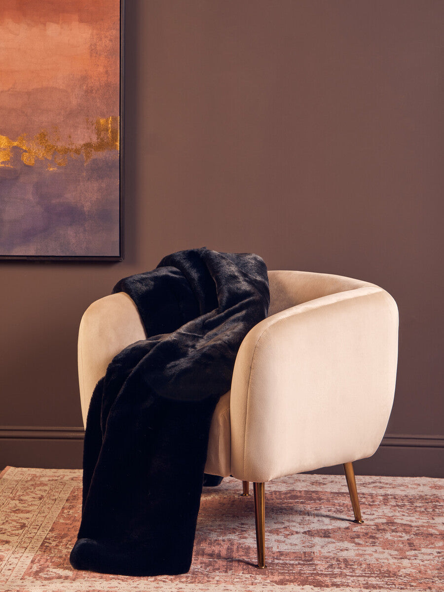 Bosie Lamina Black Fur Throw