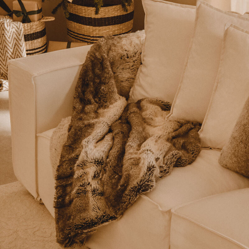 Bosie Lamina Mocha Ombre Fur Throw