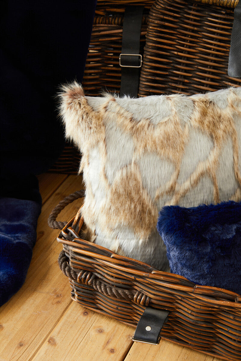 Bosie Lamina Grey And Natural Square Fur Cushion