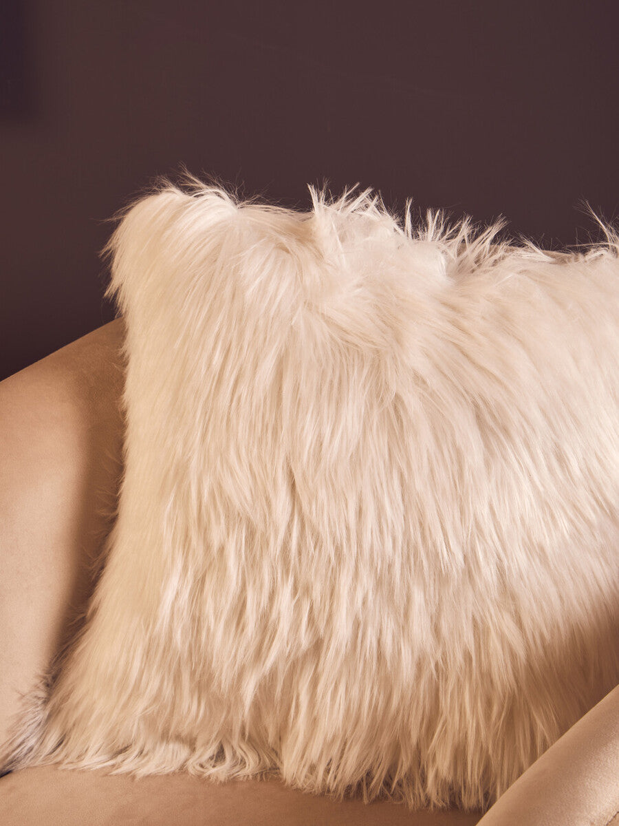 Bosie Lamina Cream Square Fur Cushion