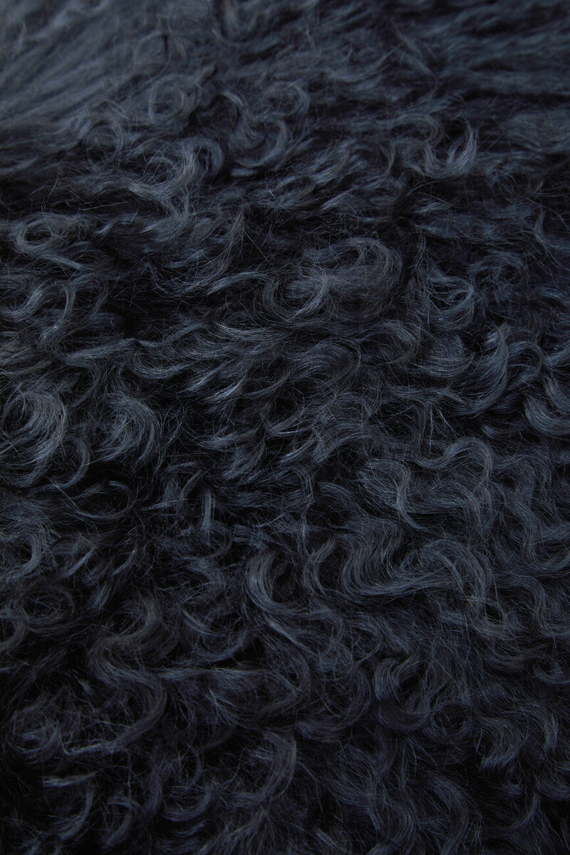 Bosie Real Mongolian Fur Black Rectangular Cushion