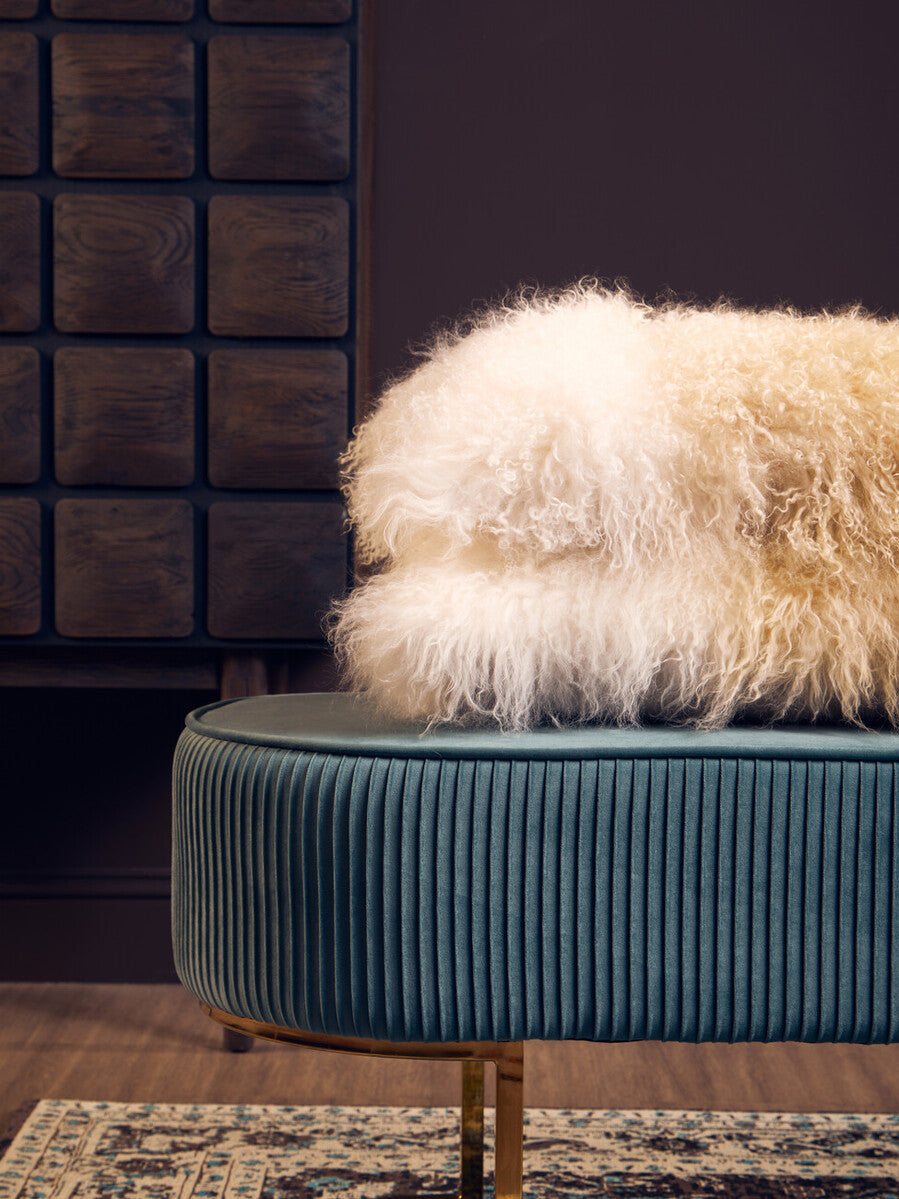 Bosie Real Mongolian Fur Natural Ombre Rectangular Cushion