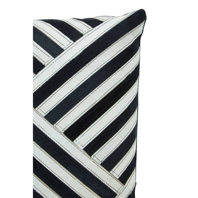 Bosie Safira Black and White Hair on Leather Cushion