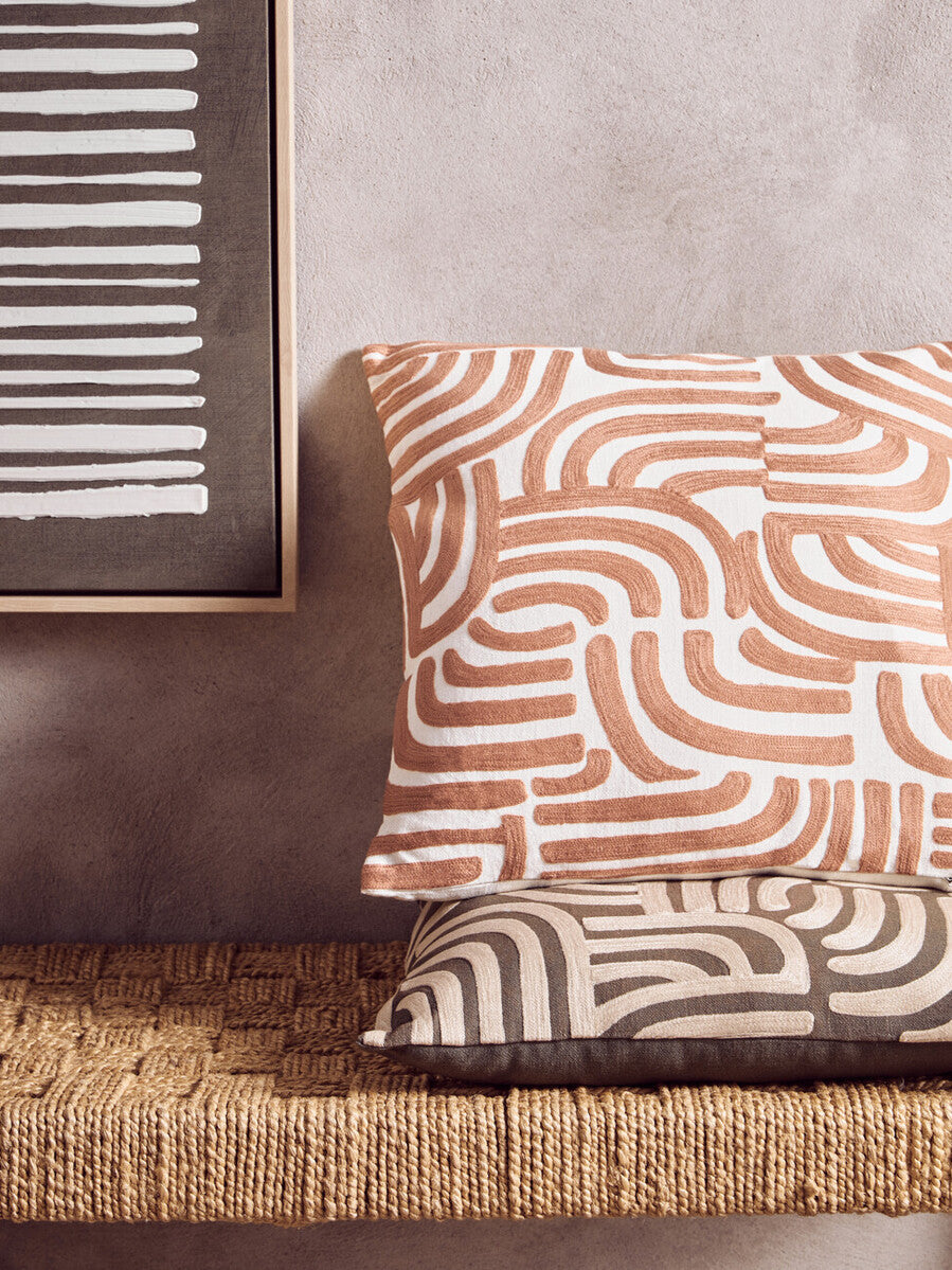 Bosie Ozella Natural And Terracotta Square Cushion