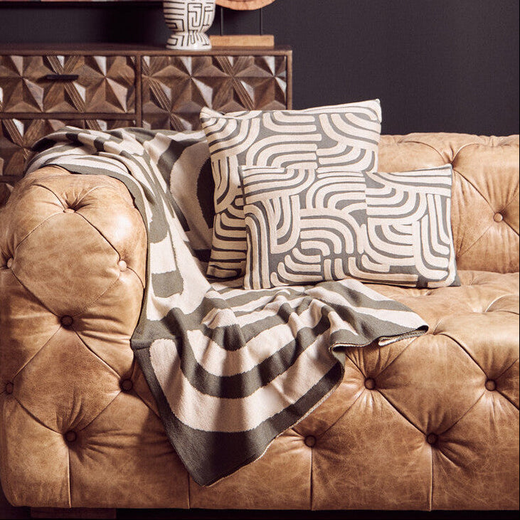 Bosie Ozella Natural And Green Rectangular Cushion