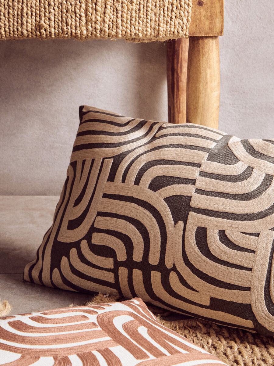 Bosie Ozella Natural And Green Rectangular Cushion
