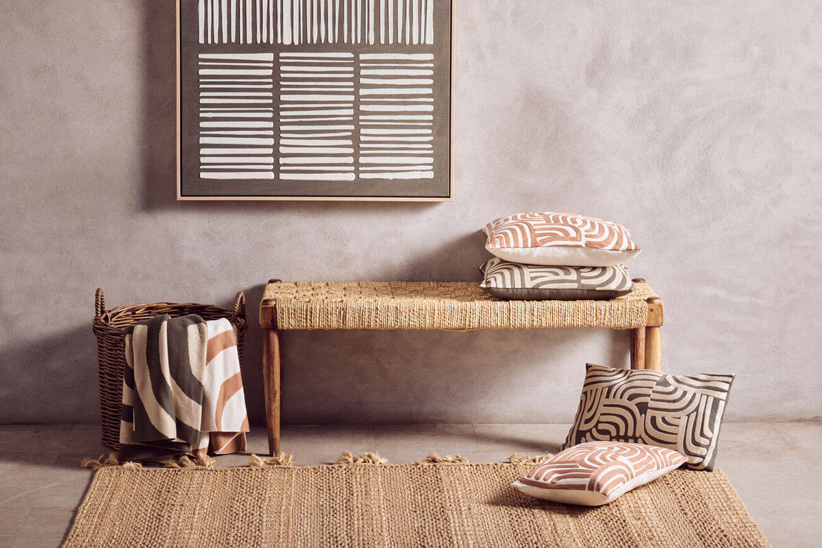 Bosie Ozella Natural And Green Rectangular Cushion