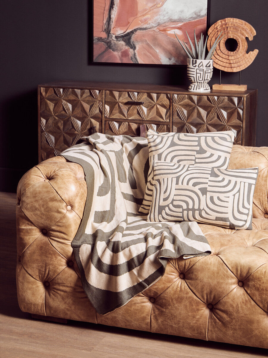 Bosie Ozella Natural And Green Rectangular Cushion