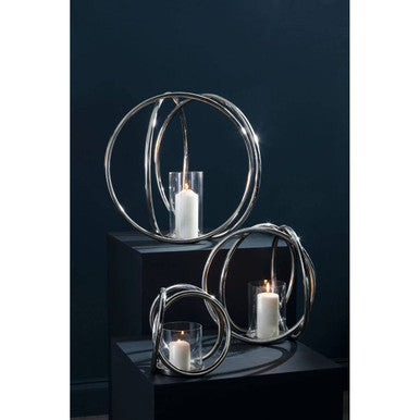 Aura Medium Silver Finish Candle Holder