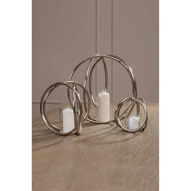 Aura Medium Silver Finish Candle Holder