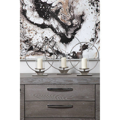 Cirqua Large Silver Finish Candle Holder