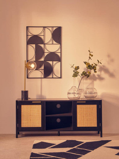 Trento Black Finish Semicircle Design Wall Art