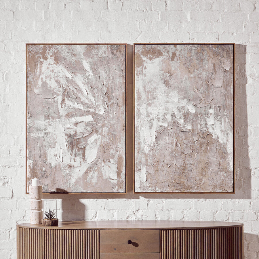 Astratto Set Of 2 Neutral Hued Textured Wall Art