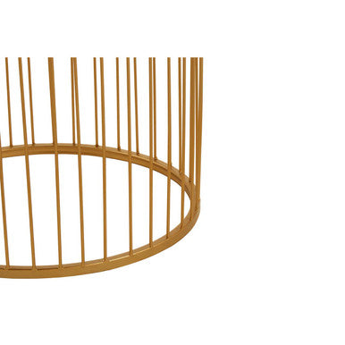 Gold Metal Wireframe Round Side Table with Mirrored Top, Avantis
