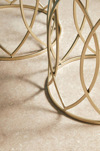 Set of 2 Mirrored Glass Top and Gold Champagne Finish Metal Frame Side Tables, Avantis