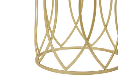 Set of 2 Mirrored Glass Top and Gold Champagne Finish Metal Frame Side Tables, Avantis